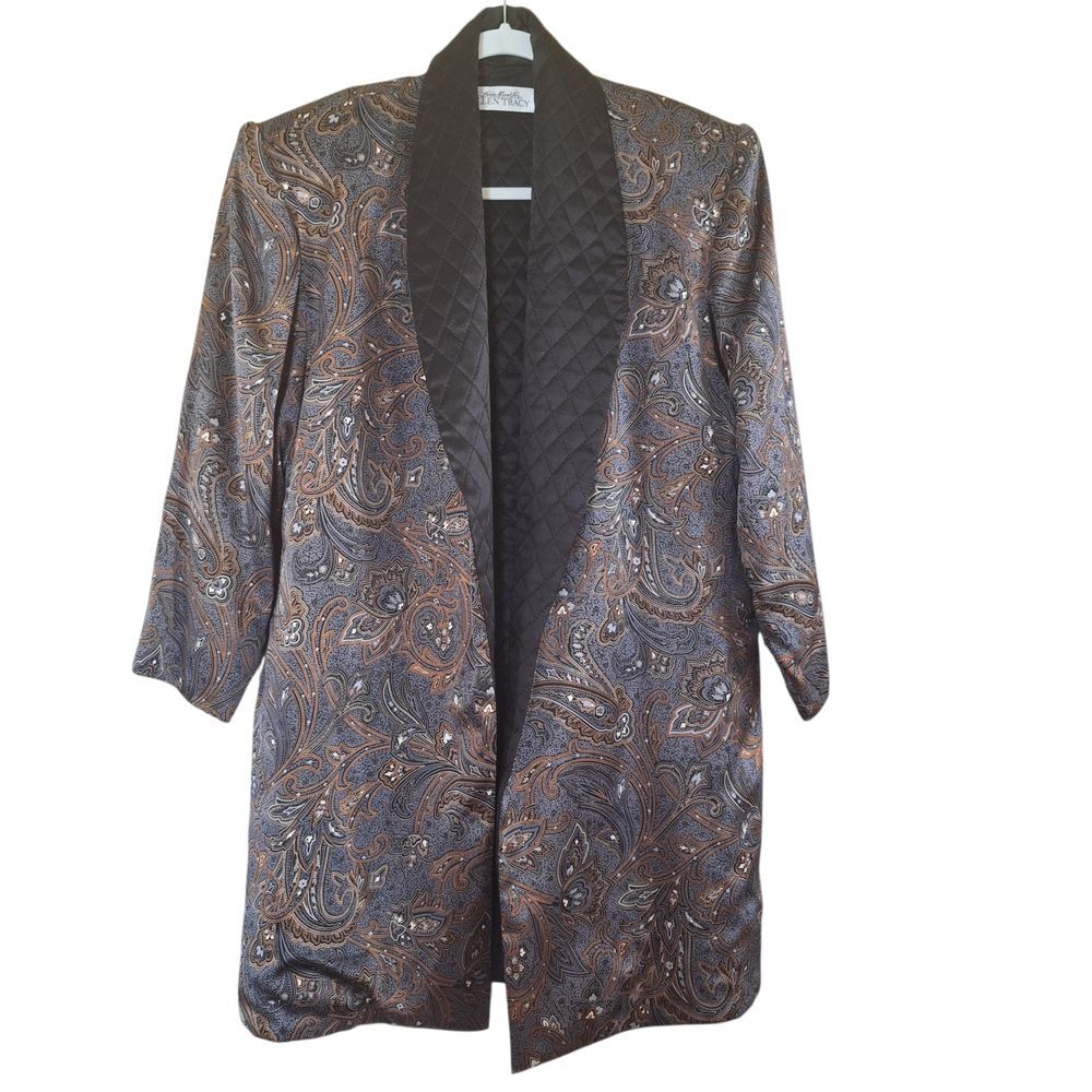 Ellen Tracy Paisly Silk Kimono Jacket Bohemian Chic Quiet Luxury Size 6 Womens